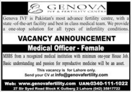 Genova IVF & Fertility Centre  Job Advertisement